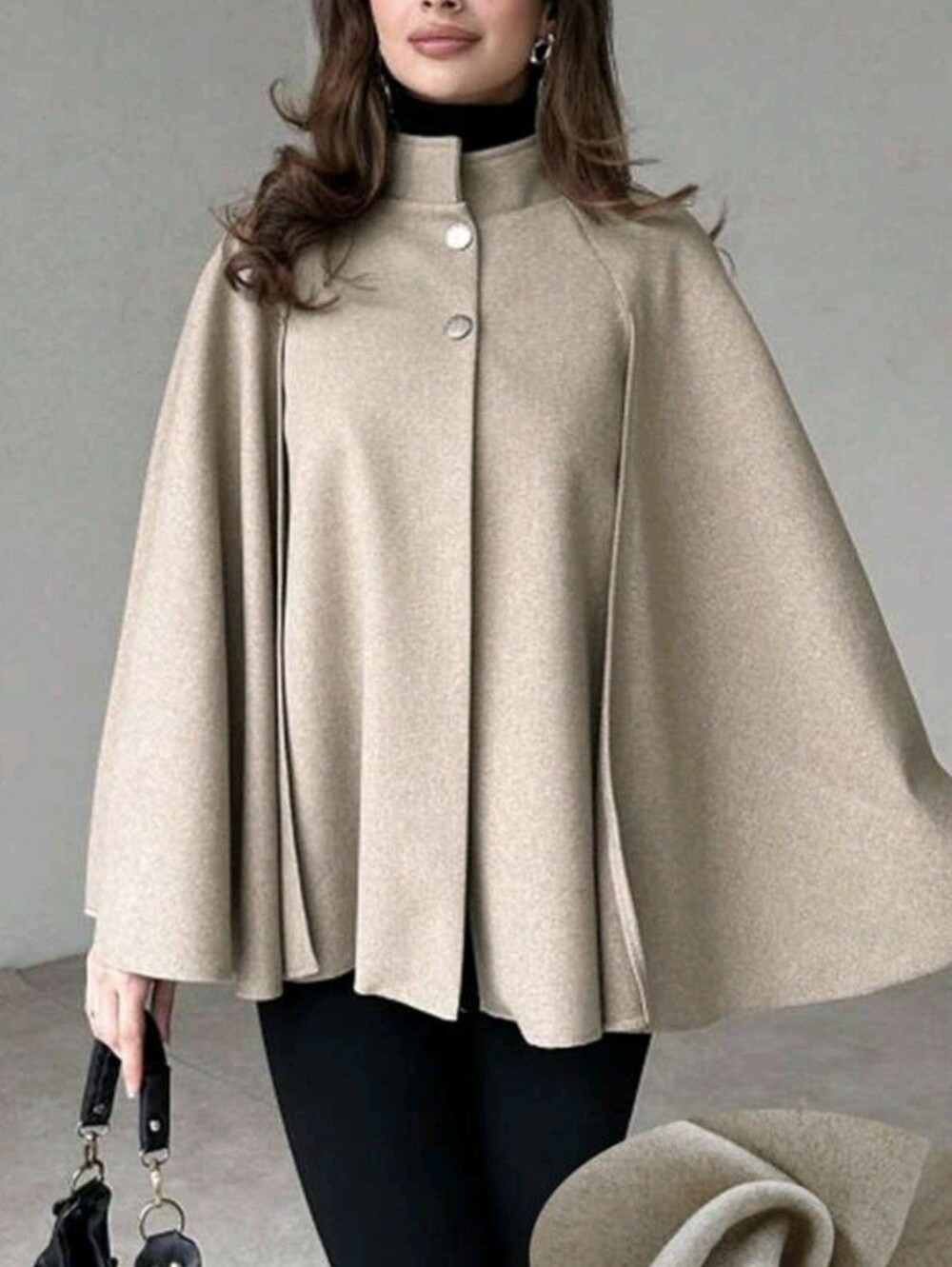 Cape Overcoat, Cape Sleeve, Retro Minimalist Open Front Overcoat, Christmas